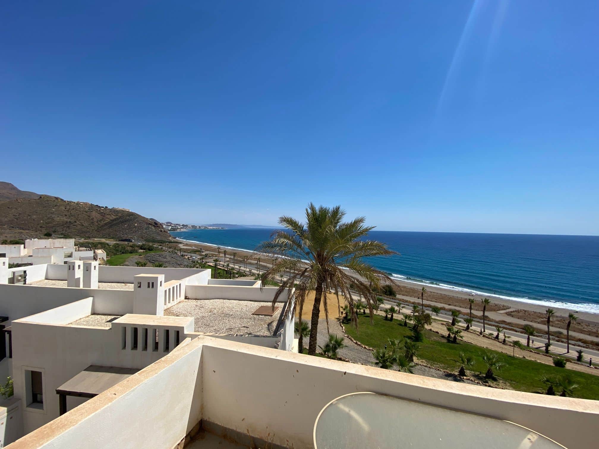 Frontline Sea View Penthouse Playa Macenas Mojácar Frontline sea view penthouse terrace in Playa Macenas Mojácar overlooking the Mediterranean Sea