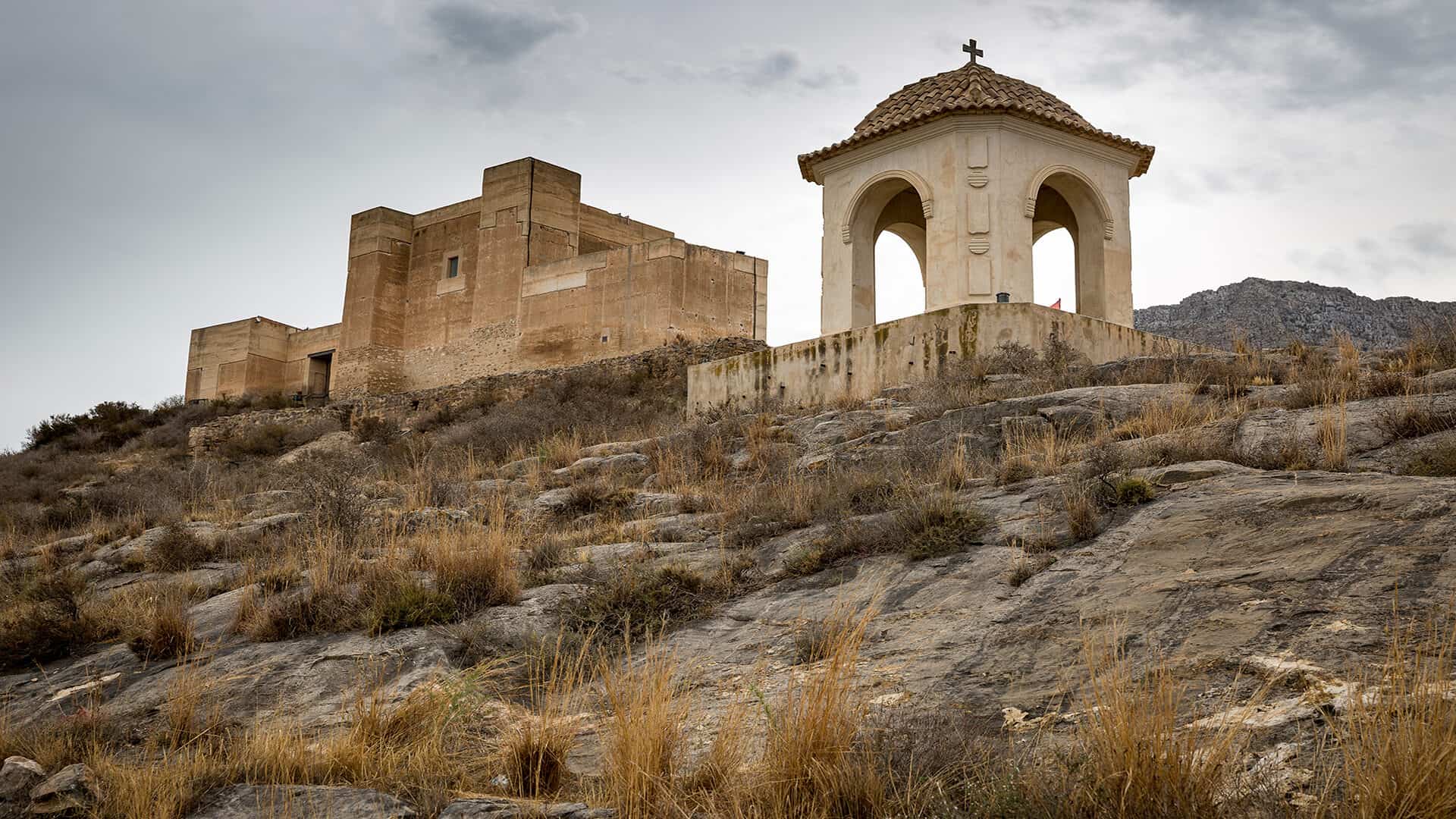 Santa Barbara (Ayala) castle and the temple of the cross (Calvar