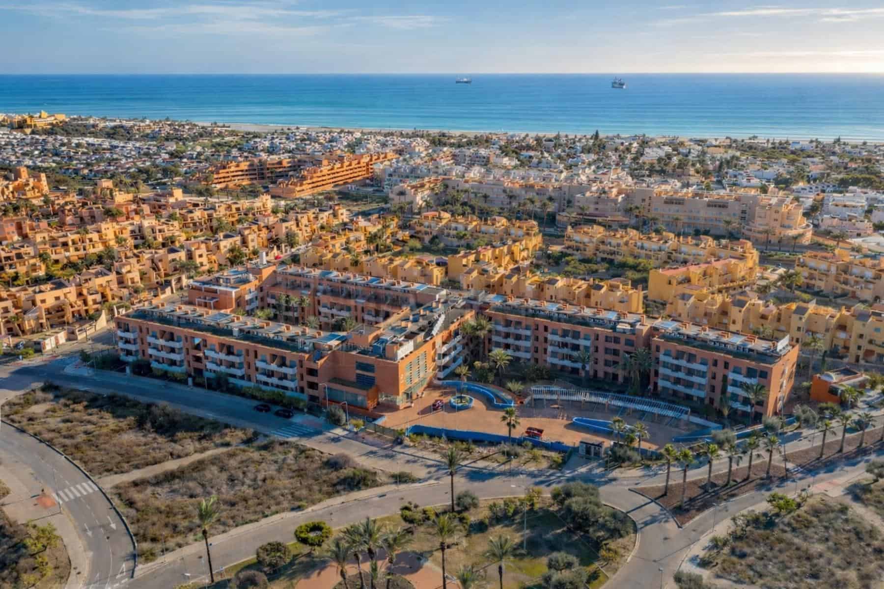 Mediterranean coastal residence at sunset