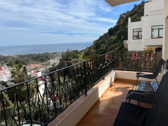 2 bedroom apartment with sea views for sale in Mojácar Pueblo terrace overlooking Mediterranean