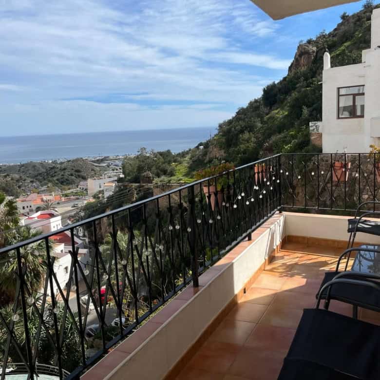 2 bedroom apartment with sea views for sale in Mojácar Pueblo terrace overlooking Mediterranean