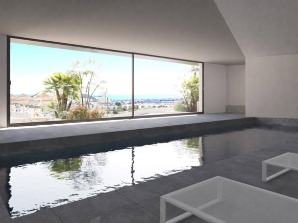 Sea view terrace of modern 3 bedroom apartment in Vera Playa