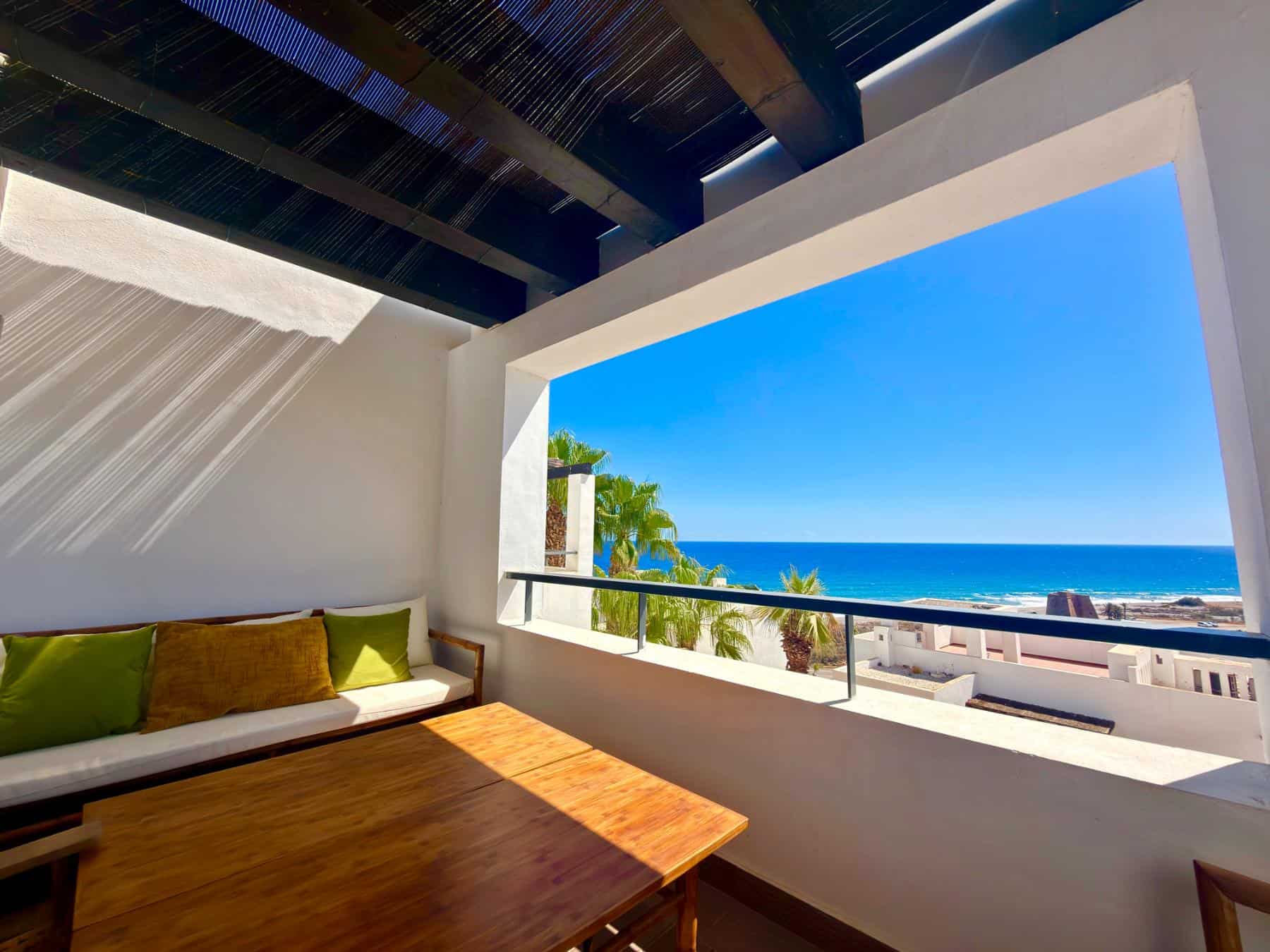 3 Bedroom Sea View Penthouse Rental Playa Macenas Mojácar Sea view terrace at 3 bedroom penthouse rental in Playa Macenas Mojácar